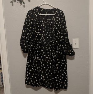 Plus size bird print cardigan